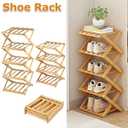 4/ 5 Tier Foldable Shoes Shelf Bamboo Simple Shoe Rack Household Retractable Multifunctional Storage Rack Saves Space(5 Layers)