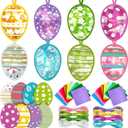 Motipuns 32 Pcs Easter Suncatchers Craft Bunny Egg Ornaments Easter Craft Kit Stained Glass Tissue Paper Bulk Spring Window DIY Art Gift for Home Creative Activities Party Decoration(Vivid)