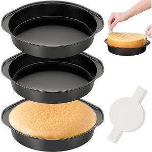 AltarreT 6 Inch Round Cake Pan with Handle, 3PCS Nonstick Cake Pans with 100 PCS Parchment Paper
