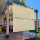 Outdoor Roller Shades 7' W x 6' H Patio Cordless Roll Up Shades Blackout Blinds Exterior Sun Shade Privacy Screen for Home, Office, Gazebo, Porch, Deck, Pergola, Balcony, Beige