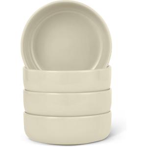 Amazon Basics Glazed Stoneware Bowls, 4-Piece Set, Microwave and Dishwasher-Safe, 5.5 in., Ivory