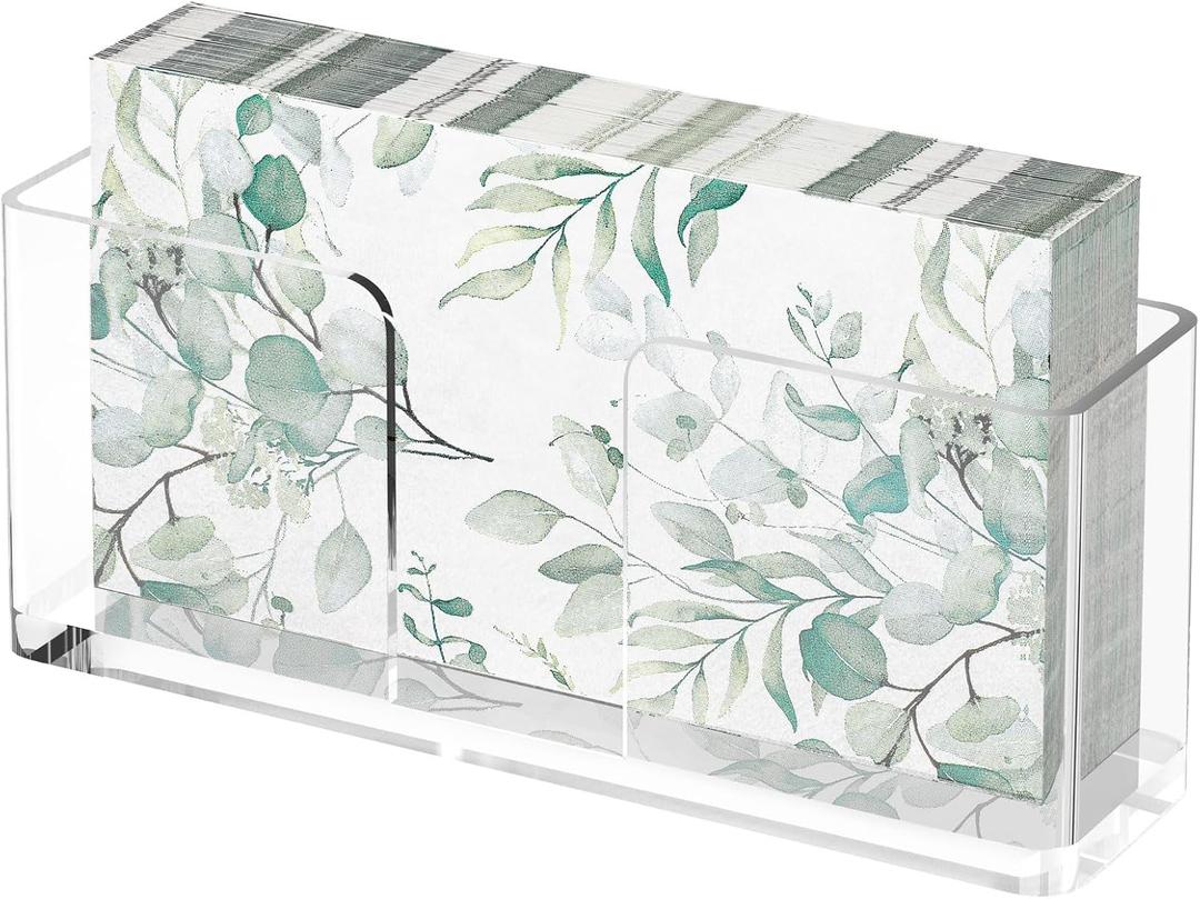 Napkin Holder, Clear Acrylic Napkin Dispenser for Disposable Hand Towels, Bathroom Vanity Organizer Tray Guest Paper Towels Holder Lucite Tray for Bathroom, Business, Restaurant, Hotel (rectangular)