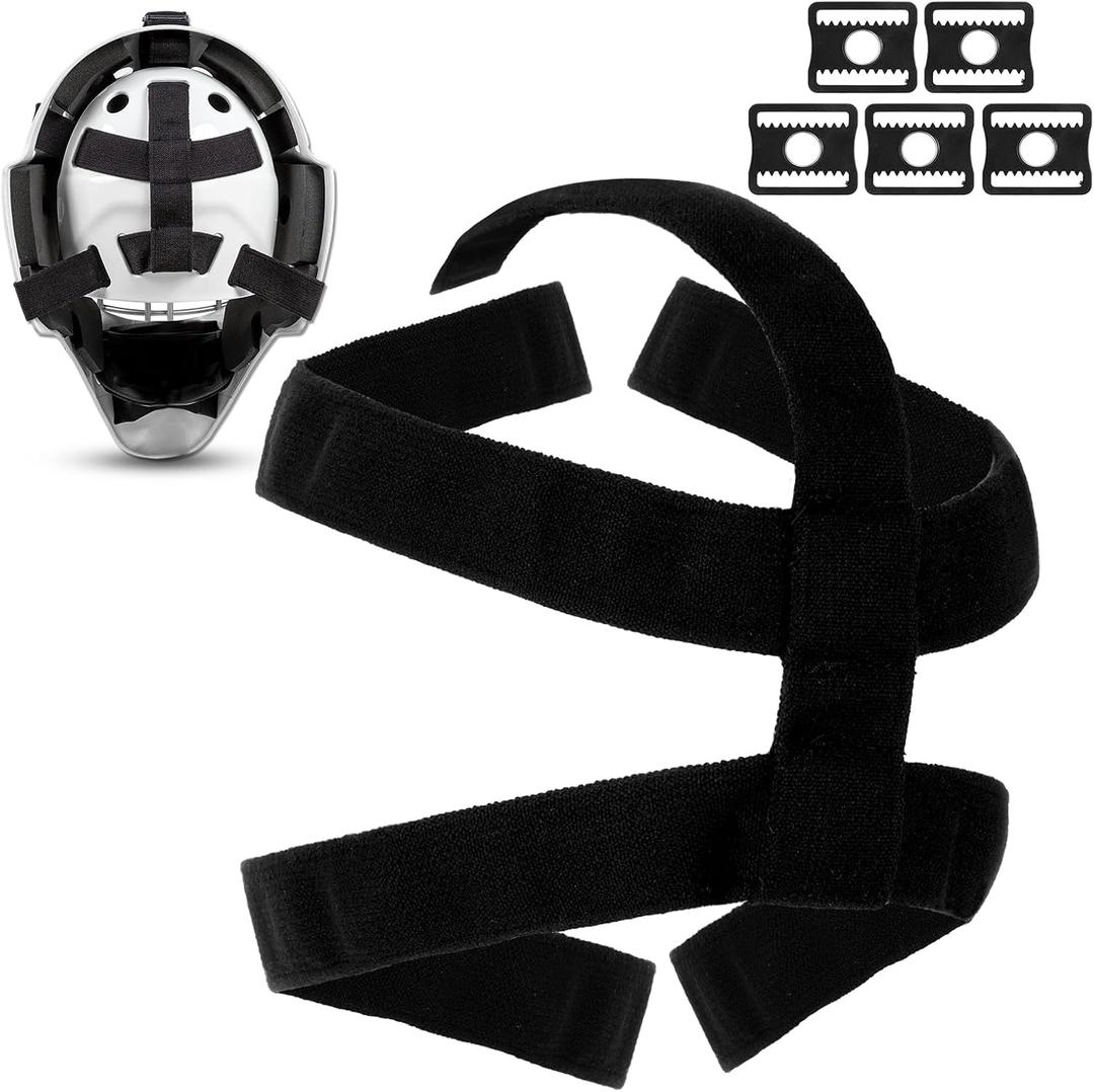5 Point Goalie Mask Straps Hockey Mask Harness Goalie Helmet Repair Kit Black Open Back Helmet Repair Replacement Strap with Buckle for Adult Daily Training Competition