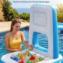 QPAU Pool Basketball Hoop with Built-in Cooler, 42" Poolside & Floating Inflatable Basketball Hoop for Family Pool Party Swimming Pool Games for Kids & Adults, Includes 2 Balls & Pumps