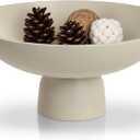 GUSFREUD Large Decorative Fruit Bowl for Kitchen Counter - 11.8 Inch Handcrafted Resin Pedestal Bowls for Home Decor, Modern Key Purse Bowl for Entryway Table, Beige