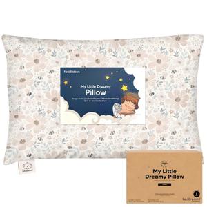 KeaBabies Toddler Pillow with Pillowcase, Jumbo 14X20 - Soft Organic Cotton Toddler Pillows for Sleeping - Machine Washable - Perfect for Travel, Toddler Bed Set (Flora Vale)