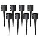 VEVOR Fence Post Anchor, 8 Pack 4 x 4 Inches Outer Diameter (Inner Diameter 3.5 x3.5 Inches) Ground Spike 24", Metal Black Powder Coated Post Stake Ground, for Mailbox Deck Garden Railing