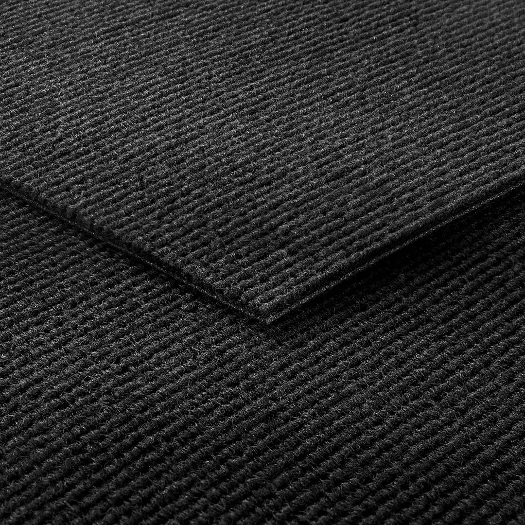 Livelynine Black Carpet Tiles Peel and Stick with Padding Self Adhesive Carpet Squares for Bedroom Cats Indoor Basement Floor Non Slip Sticky Flooring Stick on Square Rug Remnants 4-pcs 11.8x11.8
