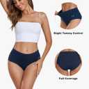 coskefy Women's High Waisted Cotton Underwear Soft Breathable Panties Stretch Briefs Ladies Panties 5 Pack (Black, M)