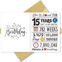 15th Birthday Card, 15th Birthday Decorations for Girls or Boys, You Have Been Loved 15 Years, 15th Birthday Cards for Daughter, Son, Niece, Nephew, Friend