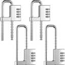 Gisafai 4 Pcs 4 Digit Combination Lock Code Cabinet U Shaped Gym Adjustable Padlock Metal Long Shackle Lock for Outdoor College Fences Sports Lockers Gym