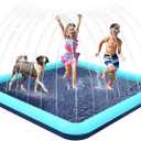 68" x 68" Square Splash Pad for Toddlers & Dogs, Non-Slip Sprinkler Pool, Shallow Water Play Mat for Backyard Summer Fun, Teal