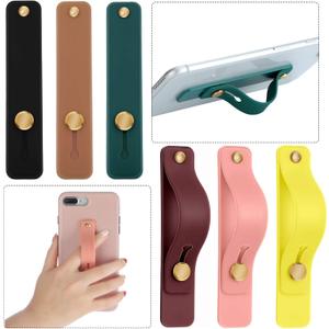 Weewooday 6 Pieces Phone Grip Holder Cell Phone Grip Strap Telescopic Finger Strap Stand Universal Finger Kickstand for Most Smartphones(Retro Colors)
