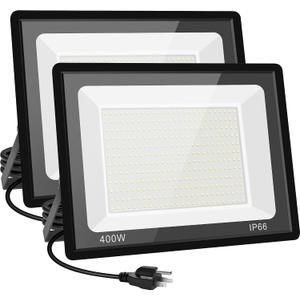 400W LED Stadium Flood Lights Outdoor,Super Bright LED Arena Lights 85-265V IP66 Waterproof 5000K Daylight White Commercial Lighting for Sports Fields and Counts(2 Pack)