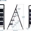 Step Ladder 4-Step Black Finish Iron Folding Ladders