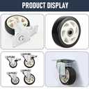 3 Inch Caster Wheel Set of 4 Heavy Duty Black Casters Plate Caster Wheels with Brake, Locking Casters Polyurethane Swivel Castors for Furniture and Workbench Cart(2 with Brakes & 2 Without)