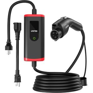 Unitek Level 1&2 EV Charger Electric Vehicle Portable Charger with 25FT Charging Cord 16Amp 110V-240V EV Charging Station for J1772 Electric Cars PHEVs NEMA 6-20 Plug NEMA 5-15 Adapter UL