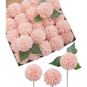 Ling's moment Blush Dahlia Foam Artificial Flowers Real Touch Faux Fake Flower for Home Decor Graduation Baby Shower Decorations Outdoors Party Favors Wedding Gifts Centerpieces Arrangements 25pcs