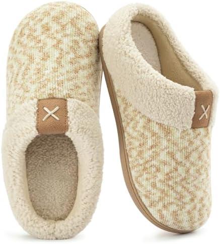 ULTRAIDEAS Women's Indoor Bedroom Slipper with Memory Foam, Gift for Women, Wool-Like House Shoe with Anti-Skid Rubber Sole for Ladies Size 36-37
