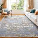 WITSHOCK Living Room Area Rugs 6x9: Abstract Rugs Machine Washable for Bedroom Carpet Resistant Non-Slip Carpet Large Indoor Floor for Dining Room Farmhouse Nursery Blue Brown