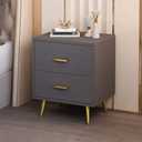 Nightstand with 2 Drawers, Grey Bedside Table, Wooden Side Table, Modern Style Night Stand End Table Drawer Dresser for Living Room Bedroom MLBZ09GU