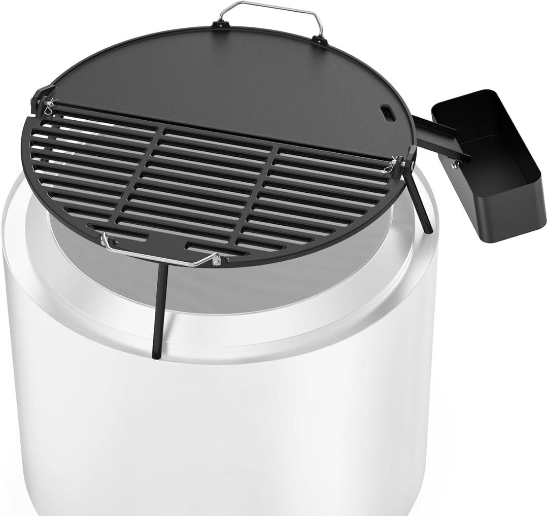 Onlyfire Cast Iron Griddle for Solo Stove Bonfire 19.5" Fire Pit, Foldable Cooking Grates Griddle Combo for Backyard and Outdoor Campfire BBQ