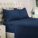 DREAMCARE King Size Sheets Set 4 pcs Cooling Sheets up to 21 Deep Pocket King Sheet Set Hotel Luxury Sheet Navy Blue
