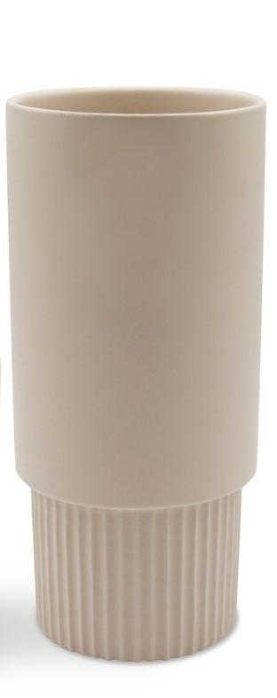 Ceramic Flower Vase, Large Ceramic Vase, Decorative Vase, Boho Vase, Modern Vase, Ribbed Vase, Pampas Grass Vase for Decor, Living Room, Office, Mantel, Shelf, Dinning Table, 10 Inches