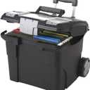 Storex Premium File Storage Box on Wheels, Black/Grey (61507A01C)