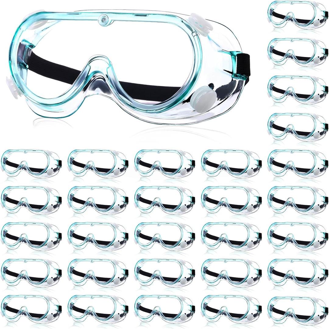 Yunsailing Protective Safety Goggles Lab Over Glasses Clear Anti Fog Eye Protection Goggles for Men Women (Clear Green, Black)