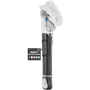 RIMAY Soap Dispensing Dish Brush, Dish Scrubber with Soap Dispenser, Dish Soap Brush, Dish Wand with Soap Dispenser Kitchen Brush for Dishes, Pans, Sink, Pots (Black)