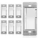 BESTTEN 6 Pack Super Slim Slide Dimmer Light Switch, Single Pole or 3 Way Dimmer Switches, Compatible with LED Dimmable Lamp, CFL, Incandescent, Halogen Bulb, ETL Listed, White