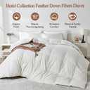 100% Organic Cotton Feather & Down Fibers Comforter Full Size, All-Season Hotel-Style Hypoallergenic Duvet Insert, Ivory White 82x86 Inch