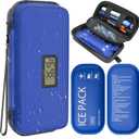 Insulin Cooler Travel Case TSA Approved Diabetic Medicine Cooling Bag with Digital Temperature Display, 2 Ice Pack (Blue)