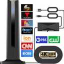 Digital Antenna for Smart TV Indoor, 2026 HD Antennas with 3M-Stick Base, 360&Long Range Reception 4k 1080p for Local Channels, Easy Setup Antenna for TV Without Cable (Black)