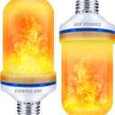 CPPSLEE LED Flame Light Bulbs, 4 Modes Flickering Light Bulbs, E26 Base Fire Flame Bulb for Halloween Christmas Decorations Patio Outdoor Indoor Home Decor (Yellow, 2 Pack)