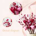 6 Pcs Valentine's Day Picks 17 Inch Artificial Red Heart Berry Stems - Valentine's Day Stems for Home Table Centerpiece Vase Wedding Anniversary Party Decor