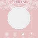 4 Sets Ribbon Twirl Cotton Linen Placemats, 15 inch Embroidery Round Cloth Table Mats with Pink Scalloped Edge Washable Fabric Place Mats Flower Shape for Wedding Baby Shower Party Table Decor, 4Pcs