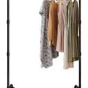 Lengfkus Black Iron Garment Rack,Industrial Pipe Clothing Rack,Vintage Commercial Grade Clothing Hanging Organizer for Garment Storage Display