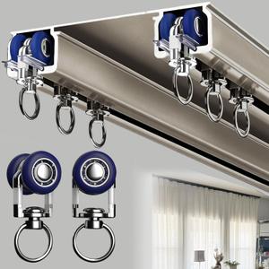 Double Curtain Track Ceiling Mounted, Heavy Duty Aluminum Sliding Rails for Curtains, Silent Double Curtain Track System for Drapes Room Dividers Living Room Bedroom (Champagne,1m（3.3ft）)