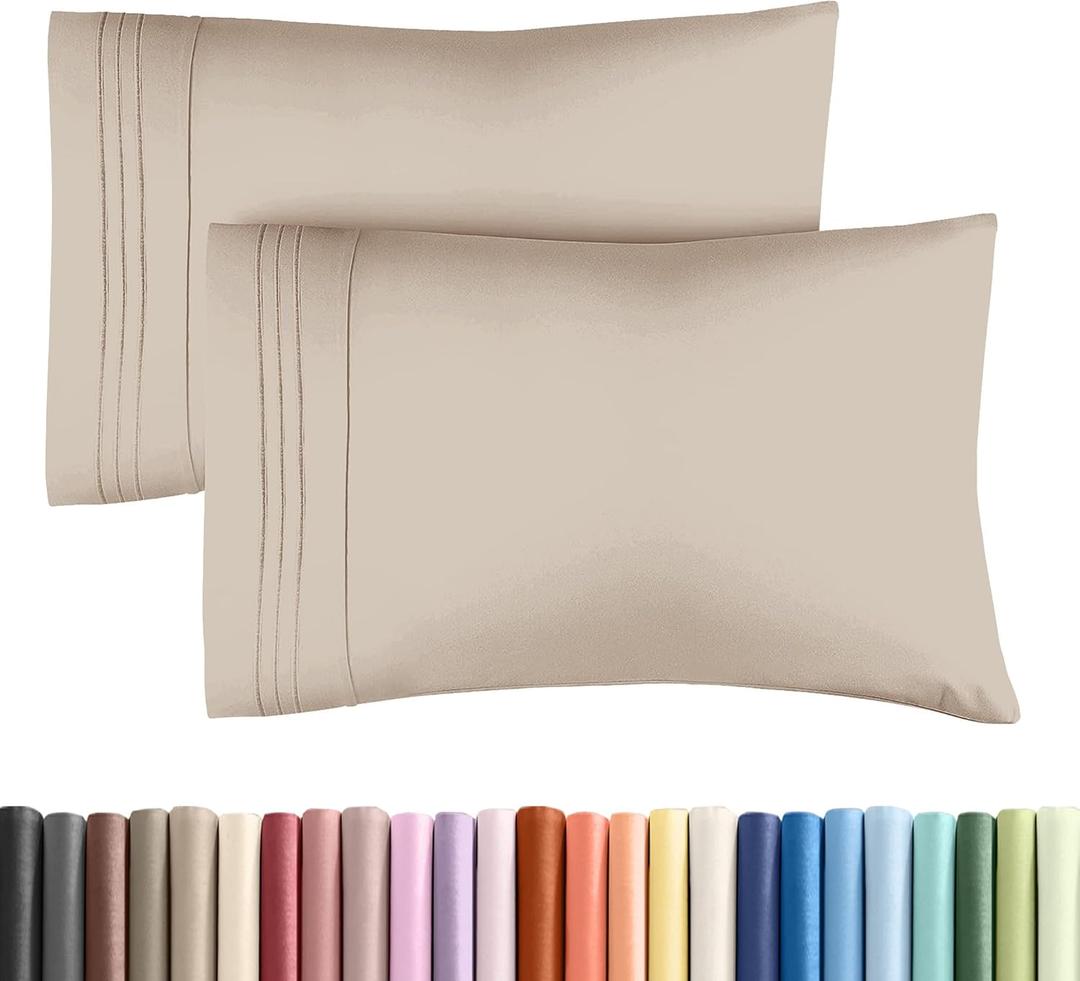 Queen Pillow Cases Set of 2 - Ultra Soft Hotel Quality Pillowcase Covers - Luxury Comfy Bedding for Women, Men, Kids and Teens - Machine Washable Pillow Protectors - 2 Pieces Set - Queen Size Wheat