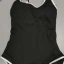 BMJL Women's One Piece Swimsuit Sports Adjustable Strap Bathing Suit Color Block Ribbed High Cut Swimsuits (Medium, Black029)