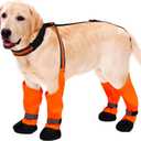 Dog Suspender Boots, Anti-Slip & Fall Waterproof Dog Shoes Leggings, Dog Paw Protector for Small Medium Dogs, Adjustable Dog Boots Pet Shoes for Outdoor Walking Orange,XL