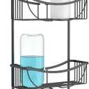 Better Living Venus 3 Tier Aluminum Shower Caddy, Black | Rustproof Over Shower Head Organizer, 2 Large Baskets, Built-in Hooks & Soap Dish, Suction Cups, Anti-Slip Collar, No Drill