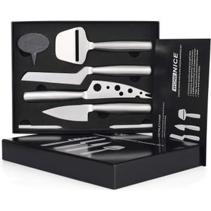WoneNice Cheese Knives Set, Collection Cheese Knife Gifts Set with 3 Long Handle Cheese Knife & Cheese Slicer For All Types of Cheese