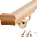 6010 Red Oak Handrail Kit 6 ft with Wall Returns and Wall Mount Brackets Indoor Wood Stairs Handrails Included Screws for Bars Home Corridor Lofts(Brass, 90 Angle)