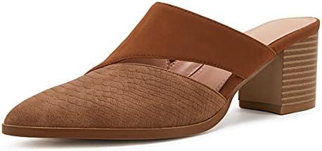 Syktkmx Women's Cutout Backless Mules Slip On Closed Toe Chunky Stacked Heeled Sandals Size 9