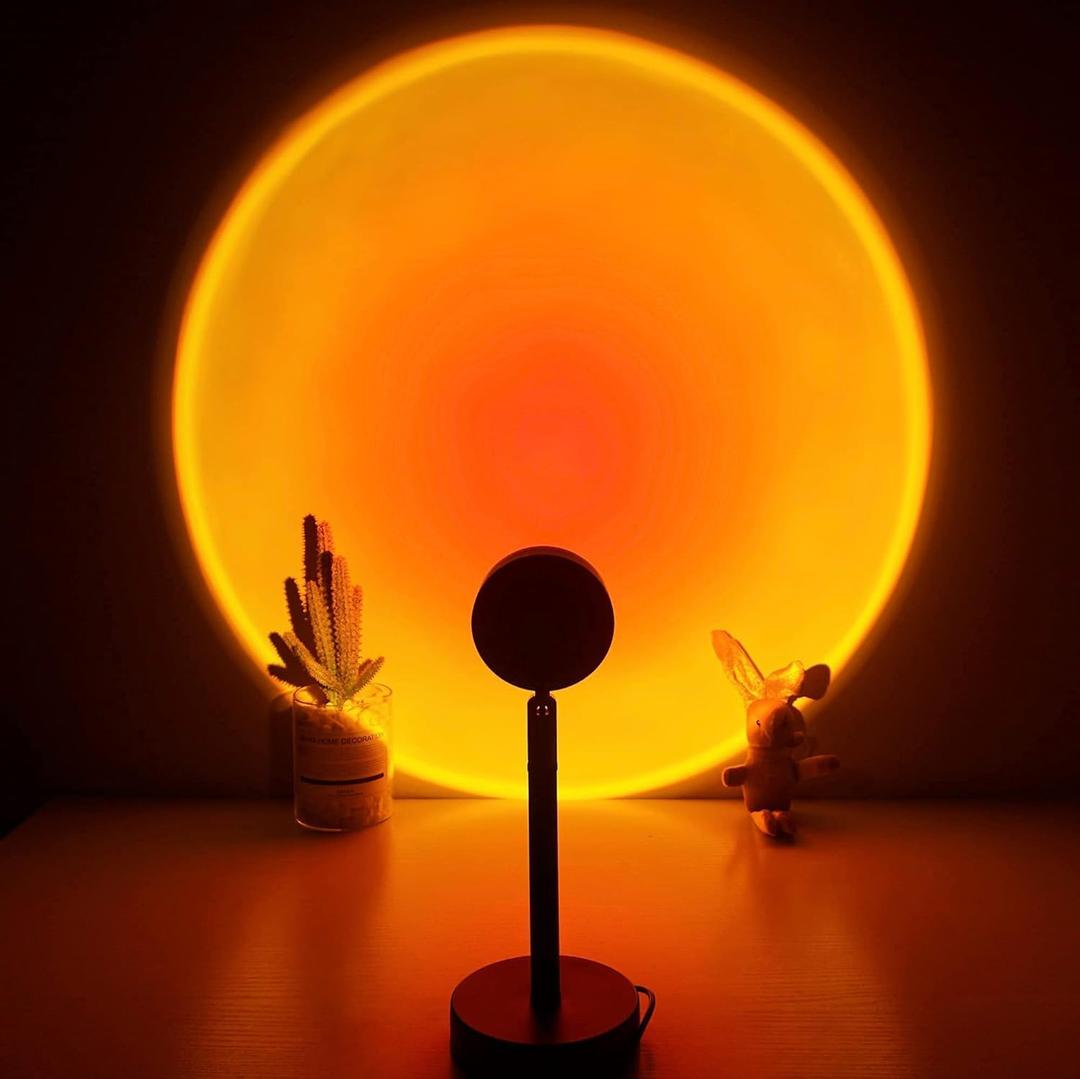 Sunset Lamp Projection Spotlight with Remote RGB 16 Colors for Influencer Video, 360 Degree Rotation Sunset Light Projector, Rainbow Projection Lamp LED Night Light for Bedroom, Party, Photography