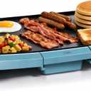 COOK WITH COLOR Electric Griddle 1200W, Nonstick Surface for Pancakes, Burgers, Eggs & More, Removable Temperature Control, Slide-Out Drip Tray, 10" x 16" Cooking Area, Slate Blue
