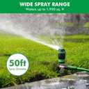 RESTMO Gear Drive Sprinkler with Metal Spike Base, 5-Pattern Heavy Duty Gardening Watering System, Multi-Adjustable Lawn Sprinkle for Garden Plant, Flower Bed and Large Yard Area Watering, Green